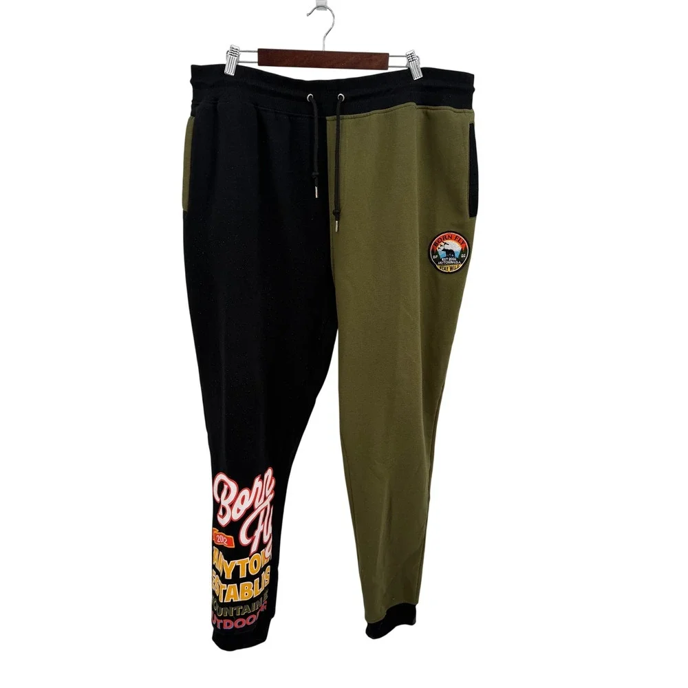 Born Fly Mens 5XL T-Shirt and Joggers 2 Piece Set Graphic Black Olive Green - Picture 10 of 16